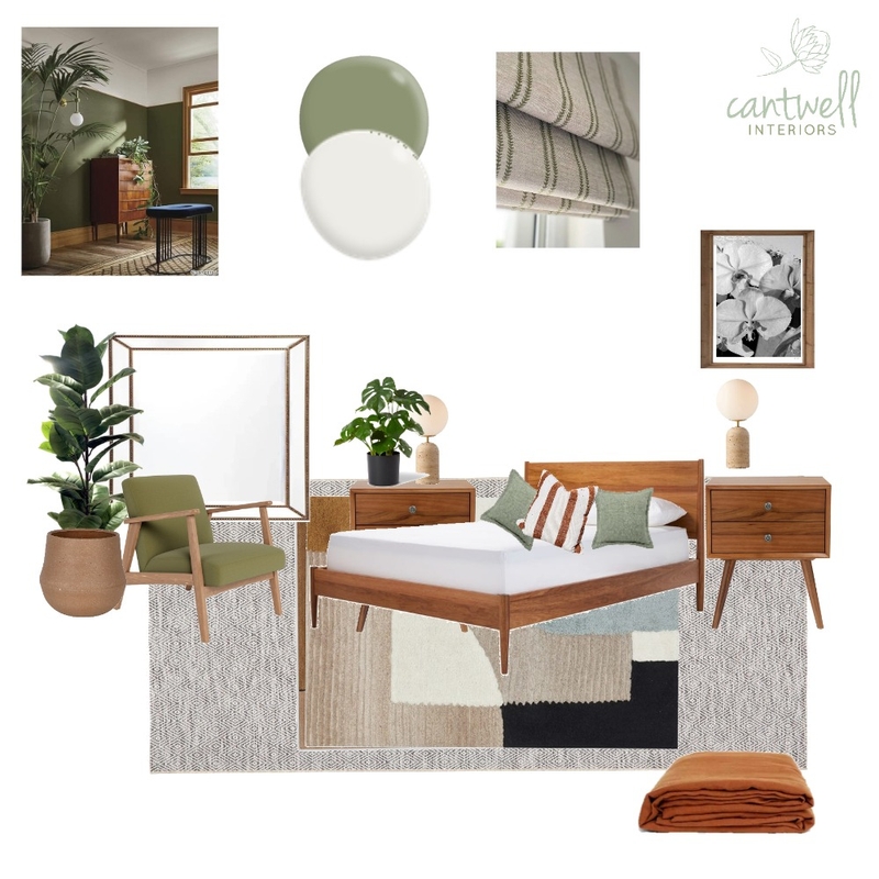 Mid century Modern bedroom (no paint) Mood Board by Cantwell Interiors on Style Sourcebook