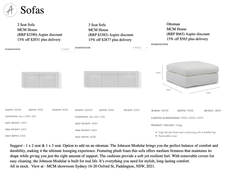 MCGEACHIE SOFA DIMENSIONS FAMily Mood Board by BeckieChamberlain on Style Sourcebook