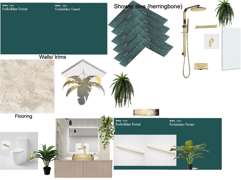 Green, Gold and Neutrals Bathroom Mood Board by Melz on Style Sourcebook