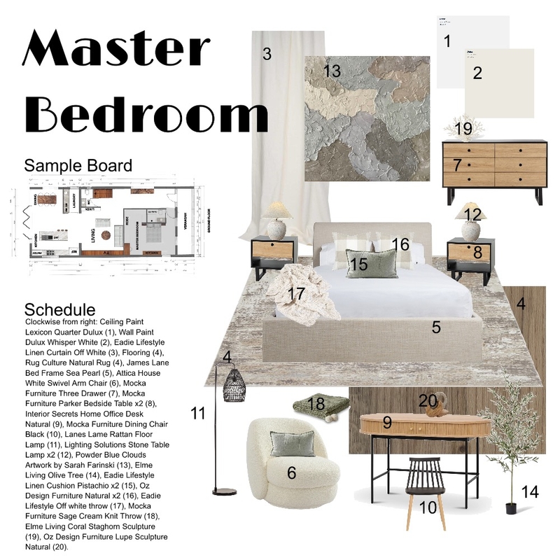 Master Bedroom Interior Design Mood Board by agalanos