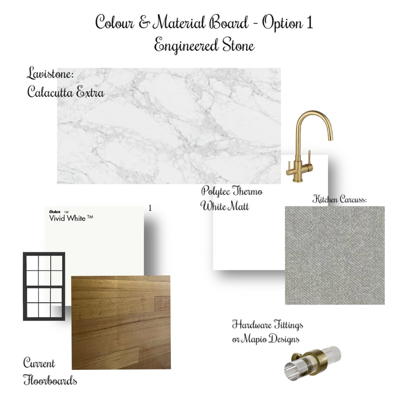 Material & Colour Moodboard - Option 1 Engineered Stone Mood Board by Space Style Melbourne on Style Sourcebook