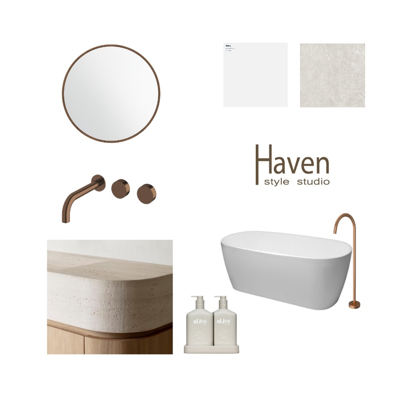 travertine inspired bathroom Mood Board by Haven Style Studio on Style Sourcebook