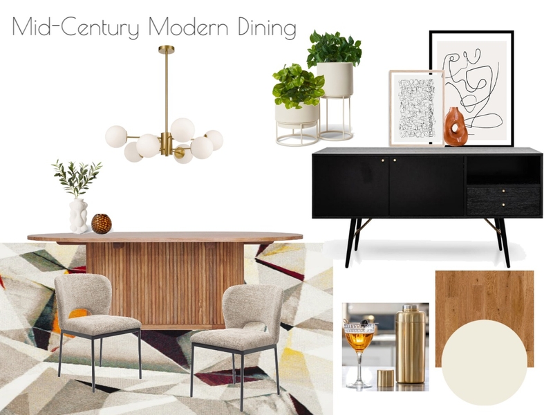 Mid-Century Modern Dining Room Mood Board by SheriBauer on Style Sourcebook