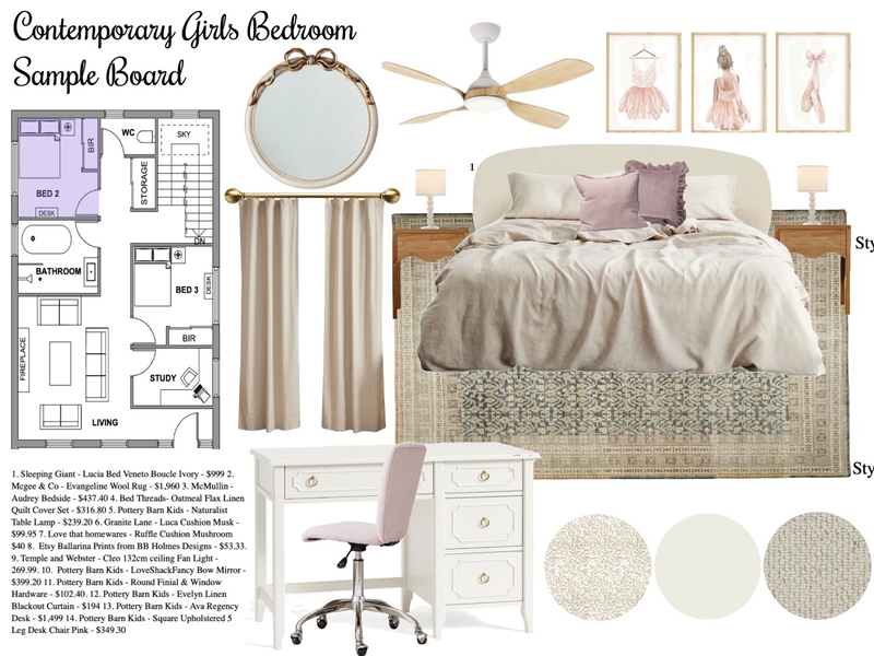 Girls Bedroom Mood Board by Nicole Williams on Style Sourcebook