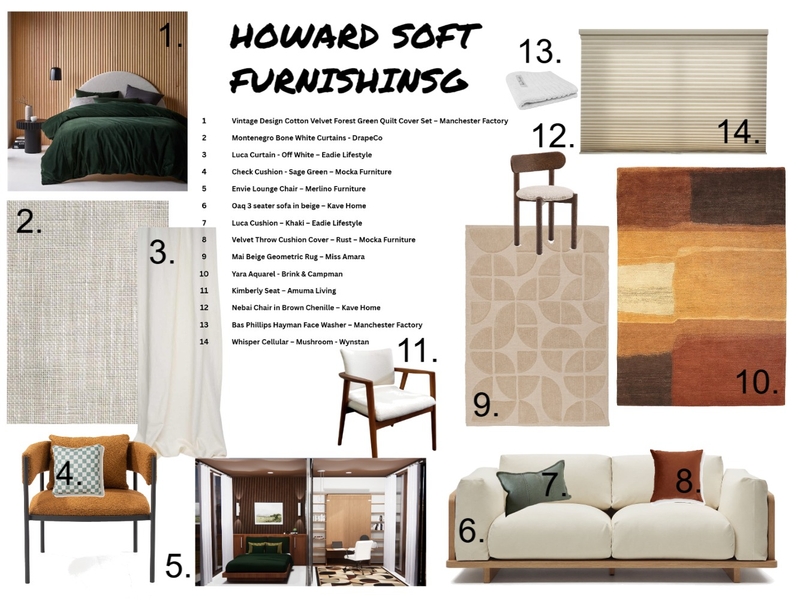 HOWARD SOFT FURNISHING DESIGN BOARD Mood Board by Oli's Aura on Style Sourcebook