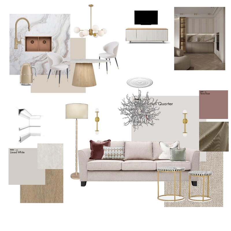 Modern classic living room and kitchen Mood Board by Kate Yakhimovich on Style Sourcebook