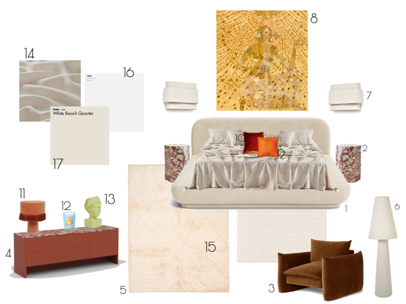 Luxury Bedroom Interior Design Mood Board by Milly Jennings