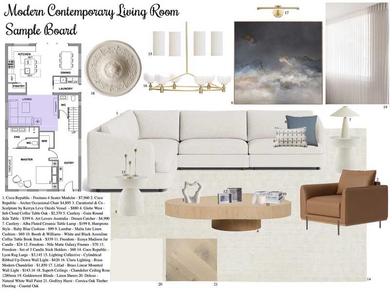 Living Room Interior Design Mood Board by Nicole Williams