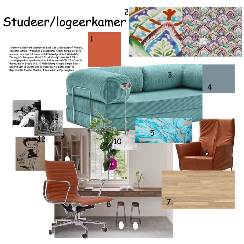 Samplebopard studeer/logeerkamer bij les 9 Mood Board by undefined on Style Sourcebook