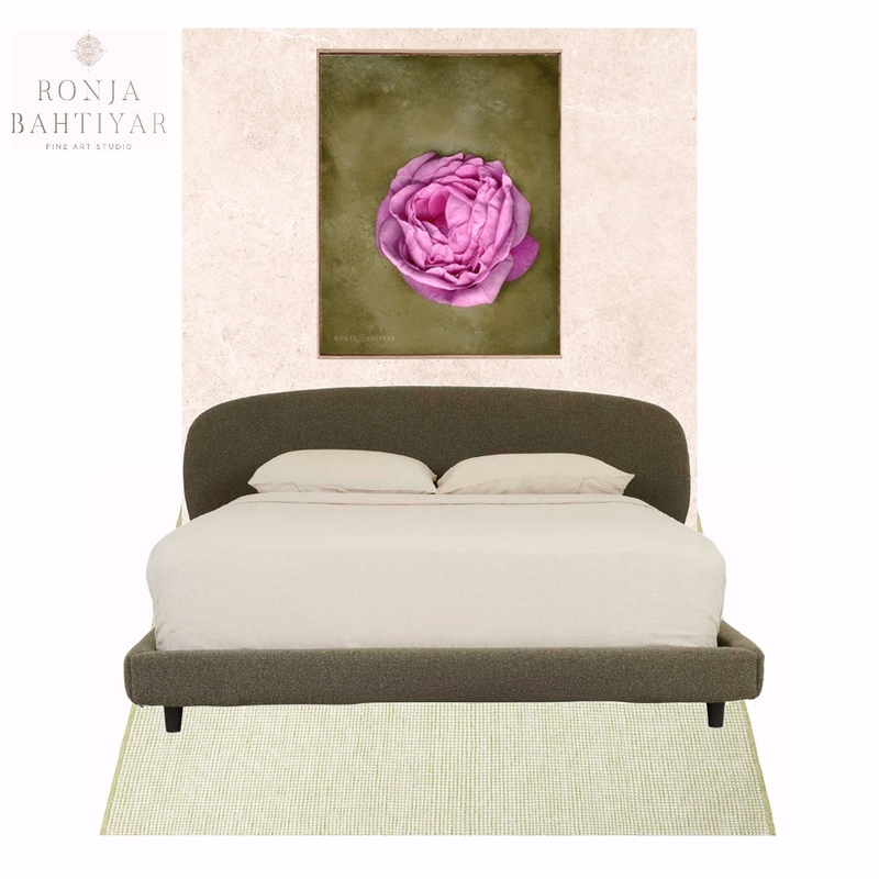 Organic cream, green and floral rose decor ideas for master bedr0om Mood Board by Ronja Bahtiyar Art on Style Sourcebook