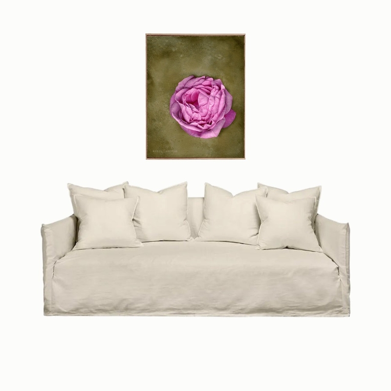 Floral art in Green and Pink over White Linen Sofa Mood Board by Ronja Bahtiyar Art on Style Sourcebook