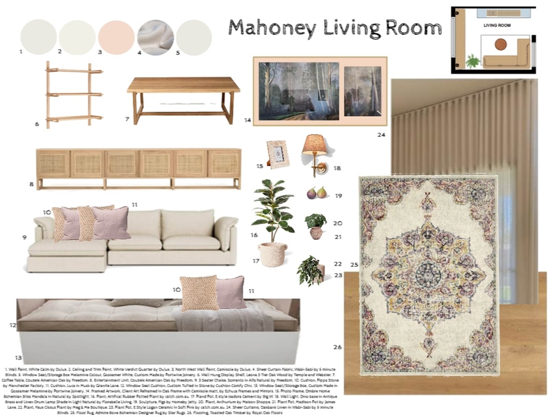 Mahoney's Sample board Living Room Interior Design Mood Board by nerolie_10@hotmail.com