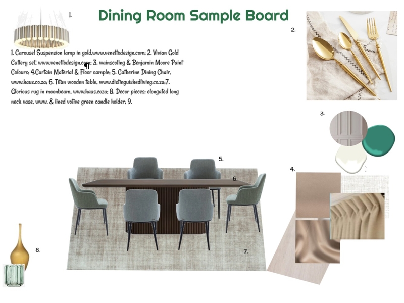Monocromatic Green Sample Board Dining 24-03-25.4 Mood Board by JudyK on Style Sourcebook