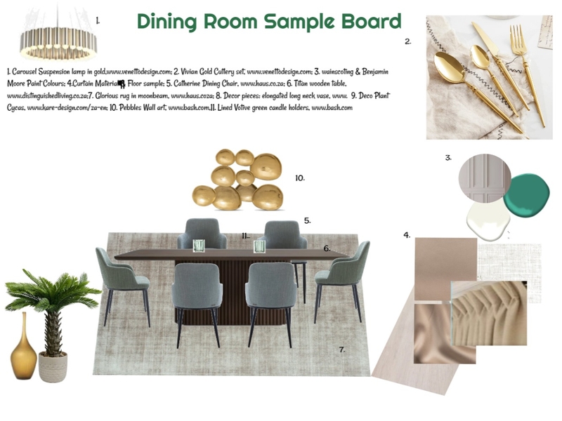 Monocromatic Green Sample Board Dining 24-03-25.4 Mood Board by JudyK on Style Sourcebook