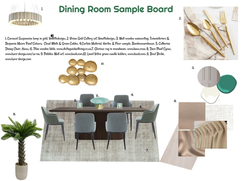 Monocromatic Green Sample Board Dining 25-03-25 Mood Board by JudyK on Style Sourcebook