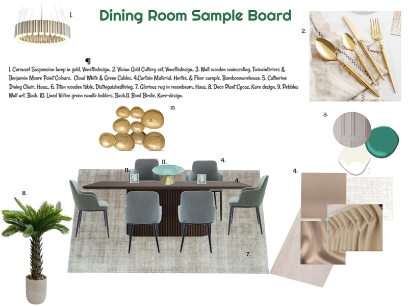 Monocromatic Green Sample Board Dining 25-03-25 Final Mood Board by JudyK on Style Sourcebook