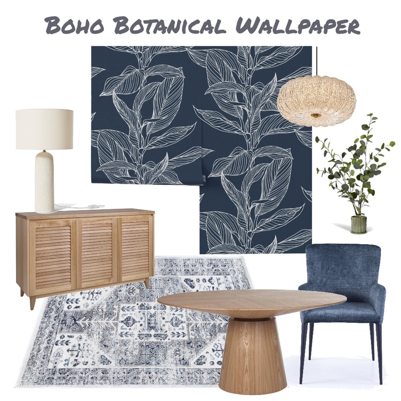 Navy boho botanical wallpaper Mood Board by ShellyBruno on Style Sourcebook