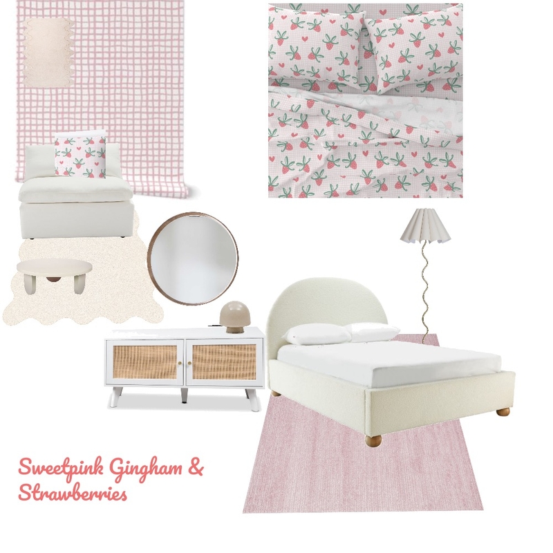 Pink Ginham and Strawberries Girls Bedroom Mood Board by SW infinity on Style Sourcebook