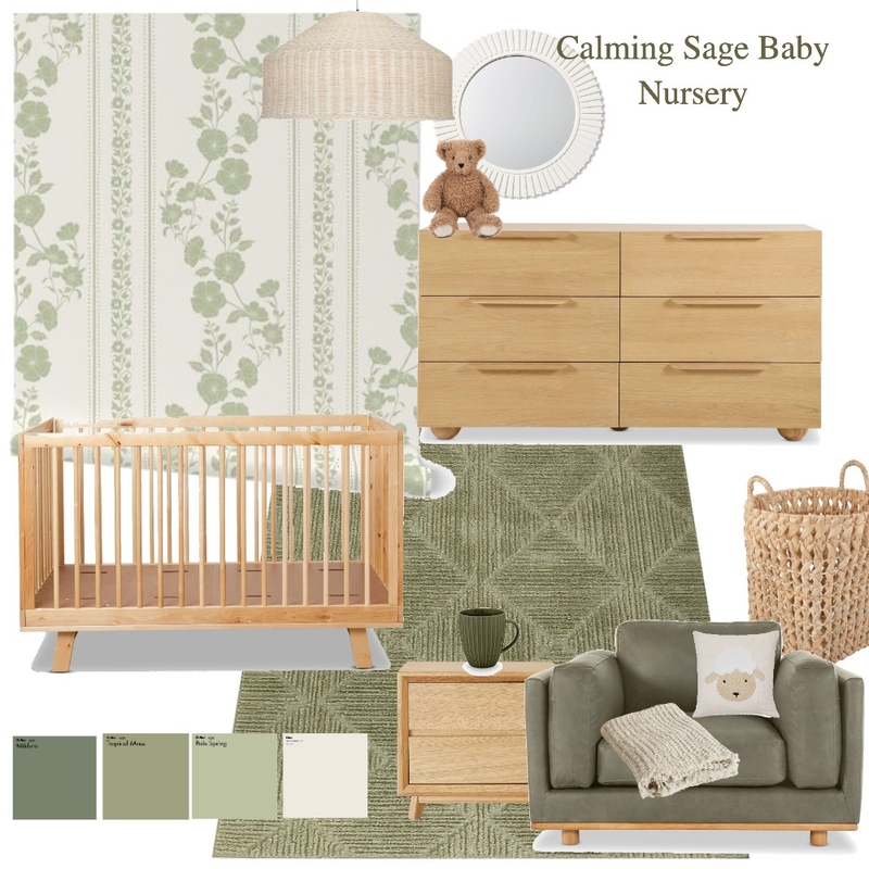 Calming Sage floral Modern Nursery Mood Board by Schatzi Brown on Style Sourcebook