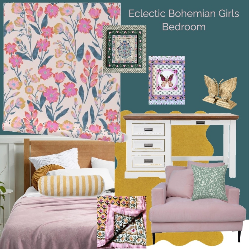Eclectic Bohemian Girls Bedroom Mood Board by Schatzi Brown on Style Sourcebook