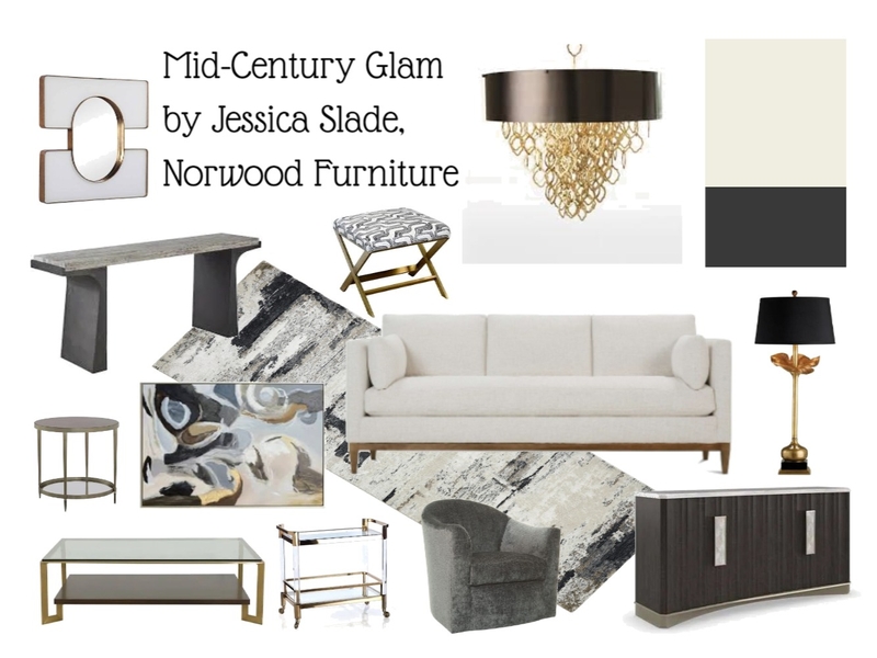 Mid-Century Glam, by Jessica Slade, Norwood Furniture Mood Board by Jessica on Style Sourcebook