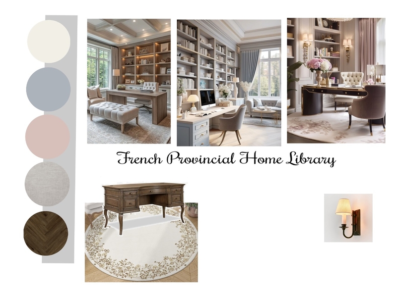 French Provincial Home Library Mood Board by June Tulong on Style Sourcebook