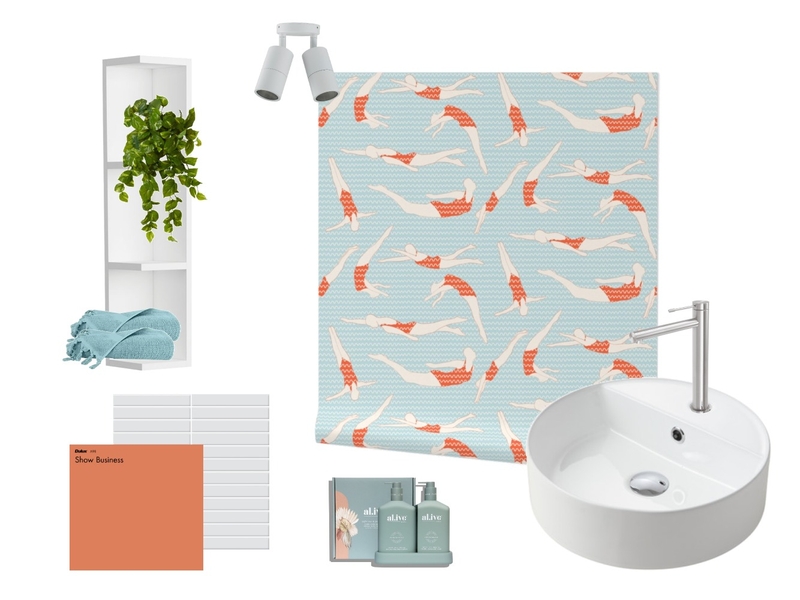 mid century modern bathroom wallpaper Mood Board by Milena Barbalinardo on Style Sourcebook