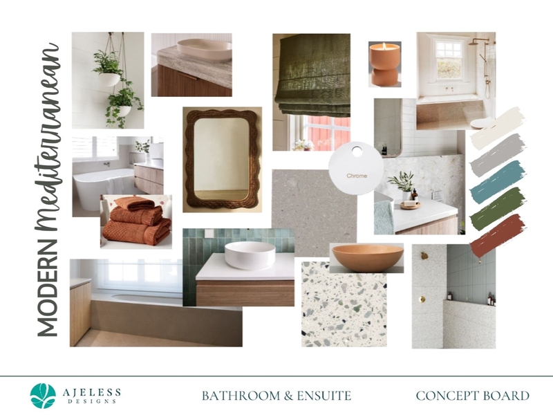 Modern Mediterranean Bathroom/Ensuite Mood Board by Ajeless Designs on Style Sourcebook