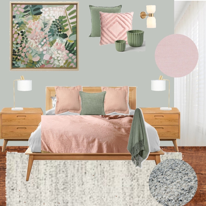 Green pink bedroom Mood Board by Soriti on Style Sourcebook