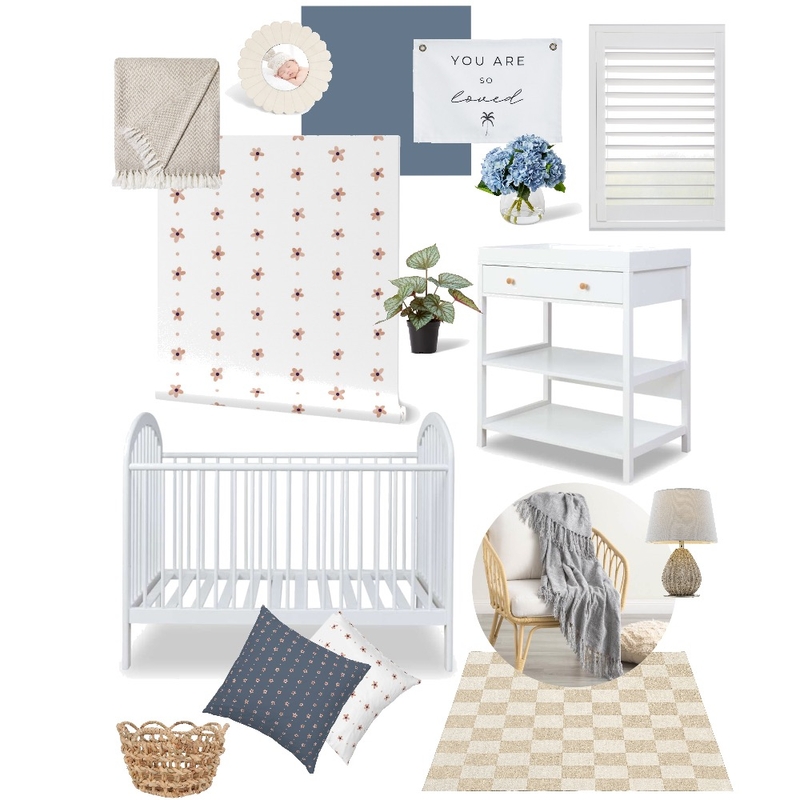 Boho Gender neutral nursery blue and browns Mood Board by artofsmalljoys on Style Sourcebook