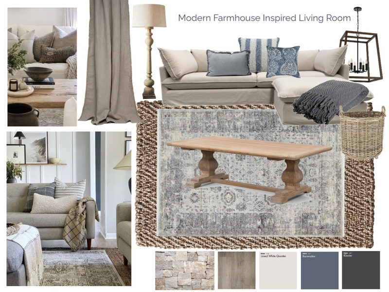 Modern Farmhouse Inspired Living Room Mood Board by House W Designs on Style Sourcebook