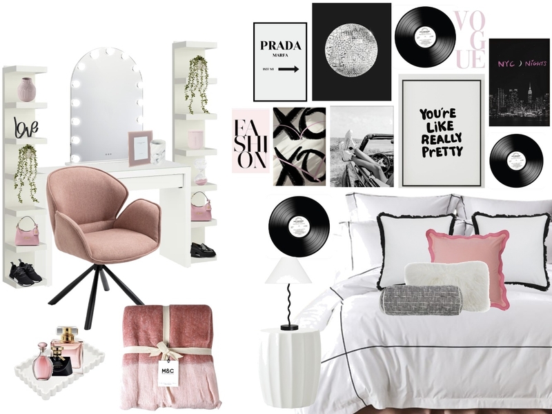 Tween Girl Bedroom - Blush Black and White Mood Board by The Ginger Stylist on Style Sourcebook