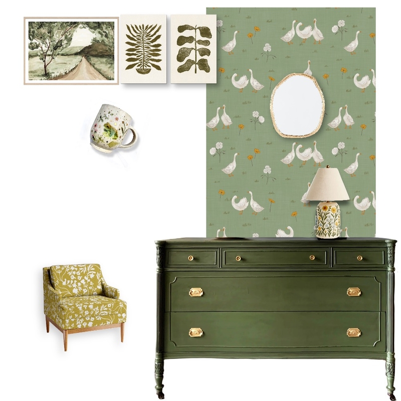 Green Geese Farmhouse Wallpaper Mood Board by Erin Duncan Creative on Style Sourcebook