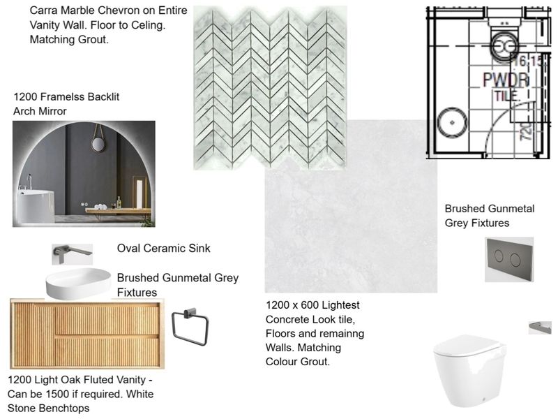 Marks Downstairs Powder Room Mood Board by staged design on Style Sourcebook