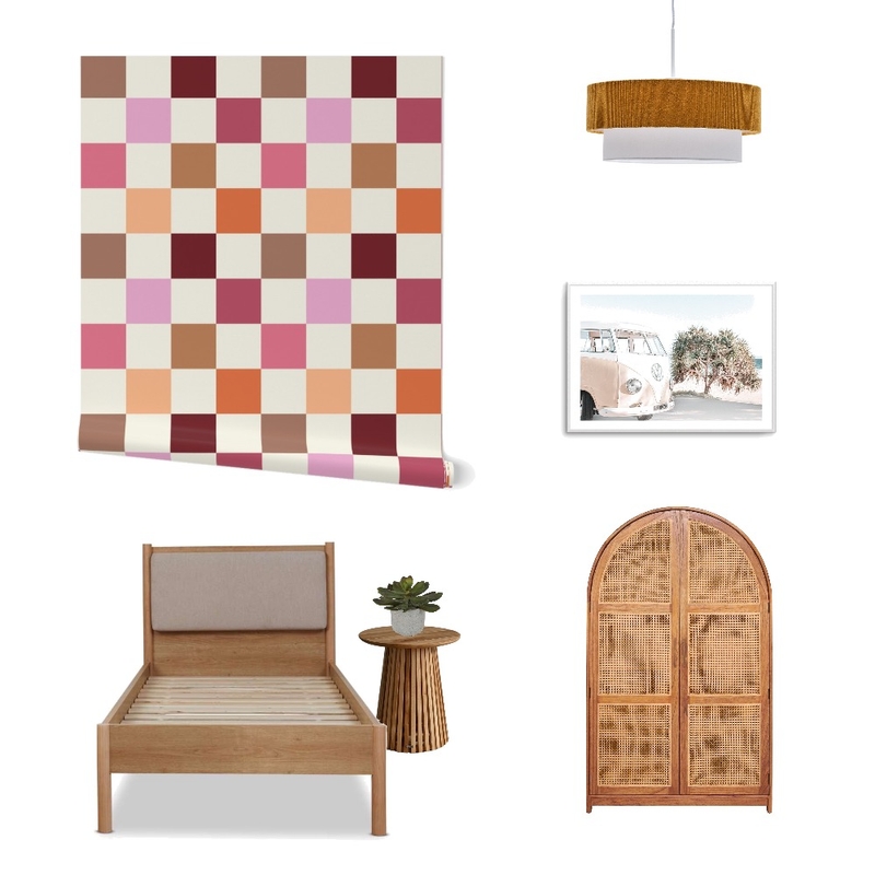 Bold Colorful Checkerboard Wallpaper for Teen Girl’s Room Mood Board by ashclarkart on Style Sourcebook