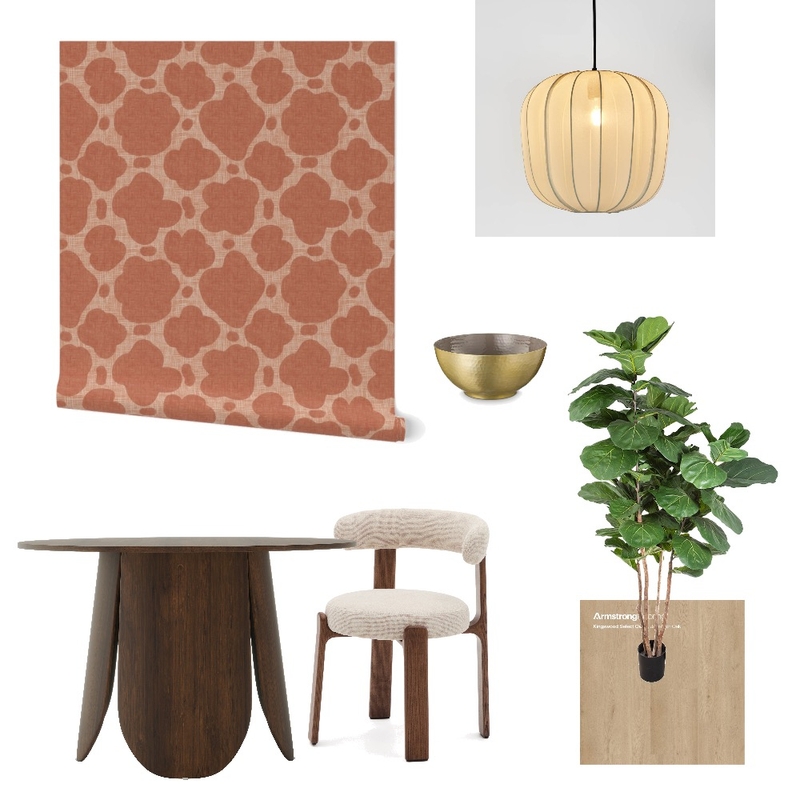 Japandi Wabi-Sabi Abstract Wallpaper for Dining Room Mood Board by ashclarkart on Style Sourcebook