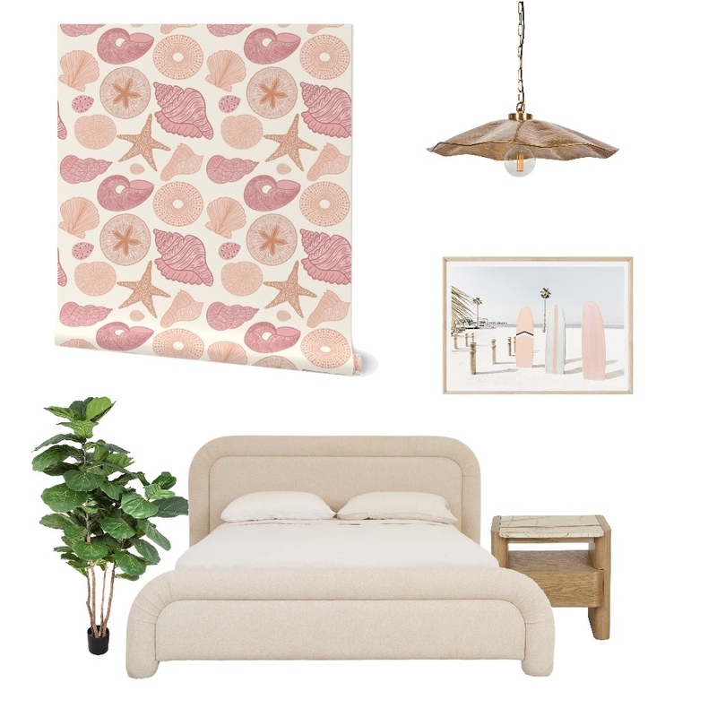Pink Southern Coastal Seashells Wallpaper for Bedroom Decor Mood Board by ashclarkart on Style Sourcebook