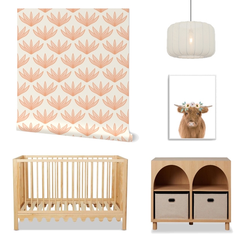 Cottagecore Pink Flora Wallpaper for Baby Girl Nursery Decor Mood Board by ashclarkart on Style Sourcebook