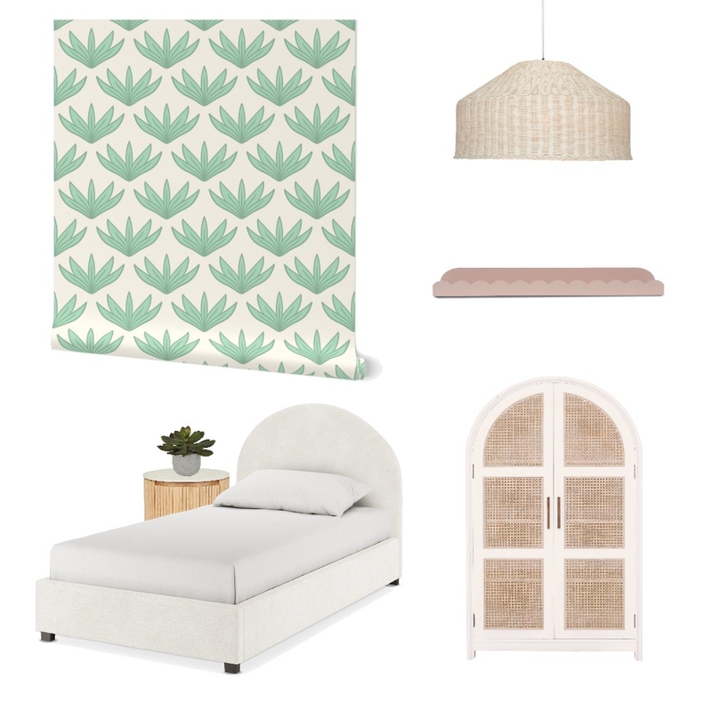 Strawberry Leaves Wallpaper for Teen Girl’s Room Mood Board by ashclarkart on Style Sourcebook
