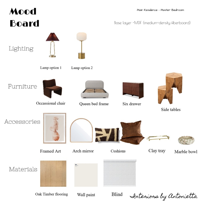 Main Residential - master bedroom Mood Board by Antoniette on Style Sourcebook
