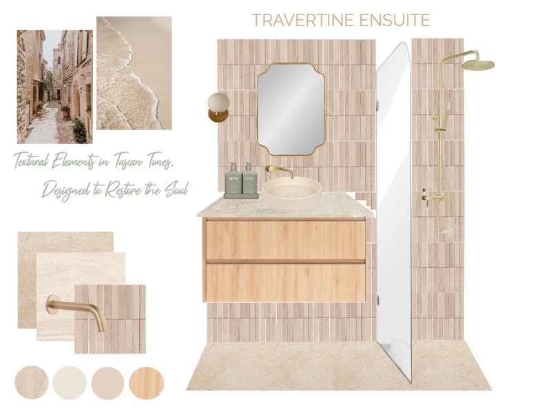 Travertine Ensuite Mood Board by Bex Elliott Interior Designer on Style Sourcebook