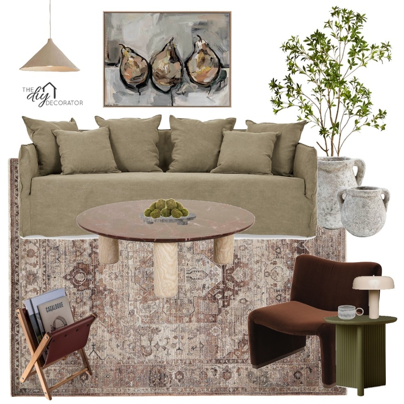 Chocolate & olive Mood Board by Thediydecorator on Style Sourcebook