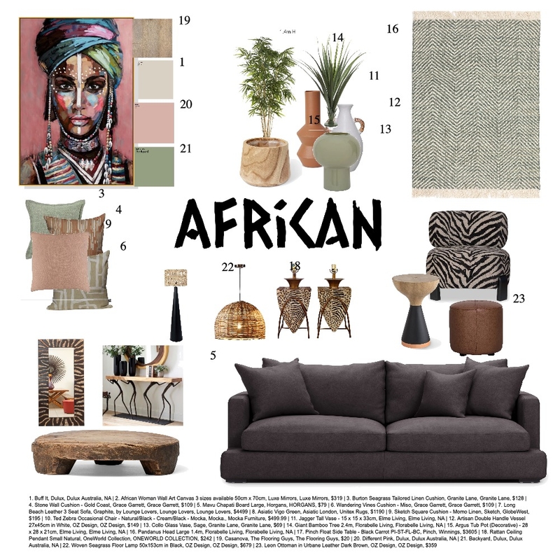 African style mood board Mood Board by Michelle H on Style Sourcebook