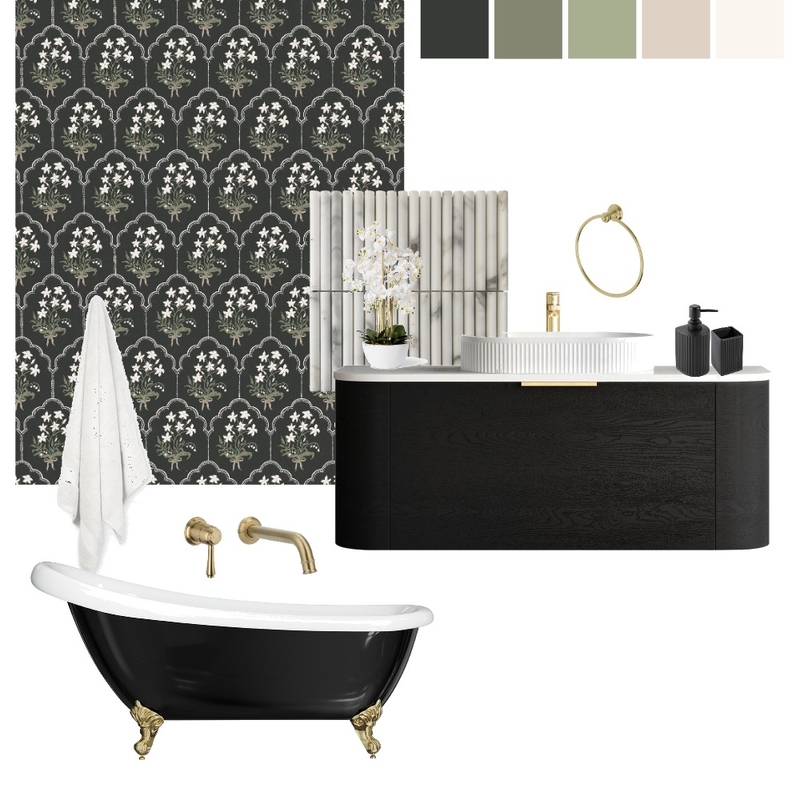 Dark Elegant Bathroom Mood Board by brittanypolatisdesign on Style Sourcebook
