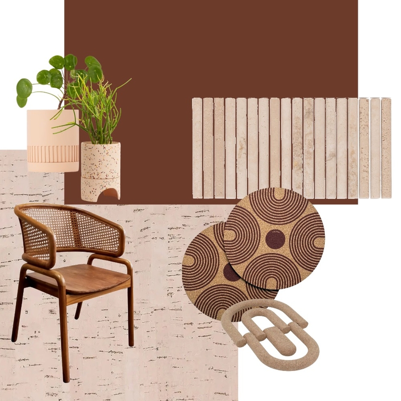 Kitchen with pinks, deep reds and natural cork Mood Board by Capra Designs on Style Sourcebook