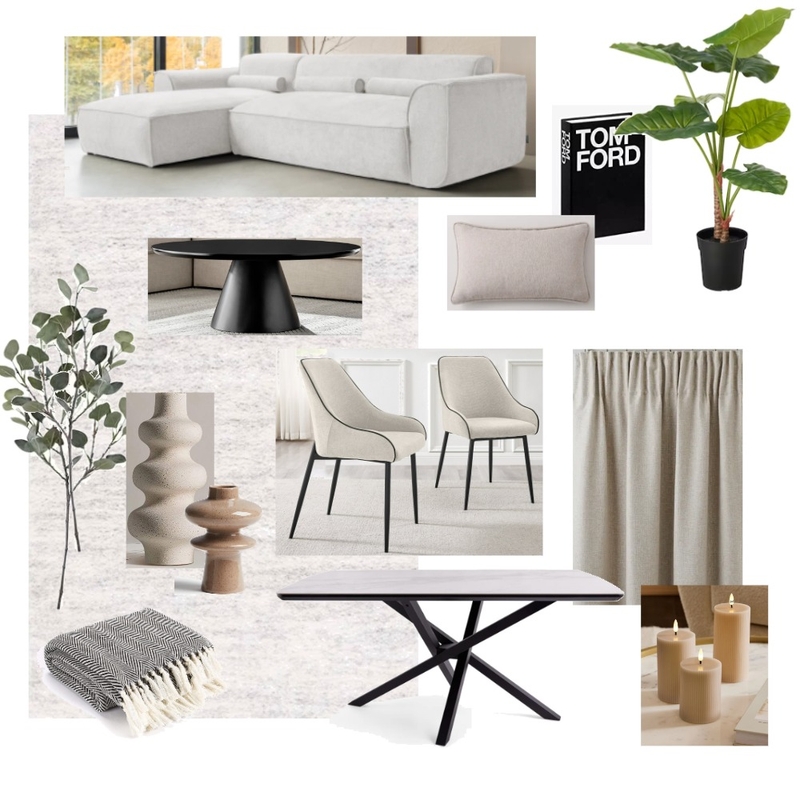 Damac Tower 2 bed living room minimalist beige Mood Board by Lovenana on Style Sourcebook