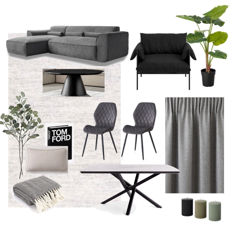 Damac Tower 2 bed living room minimalist Grey Mood Board by Lovenana on Style Sourcebook