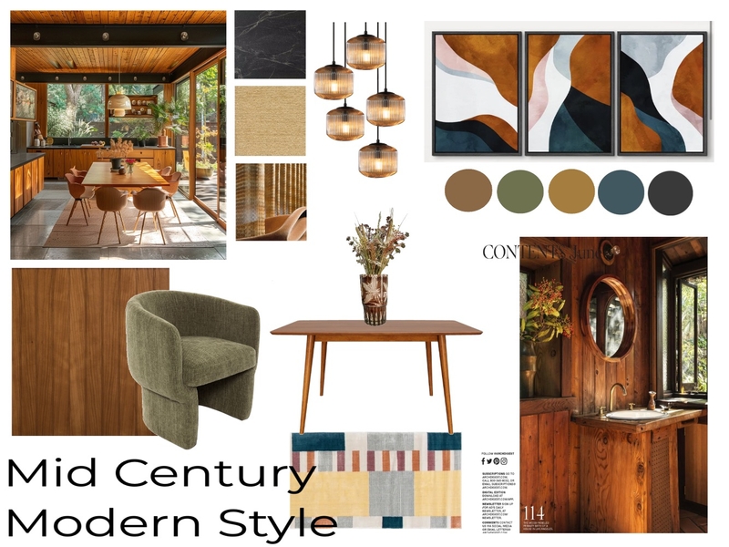 mid century modern style board Mood Board by haileyscheurerIDI on Style Sourcebook