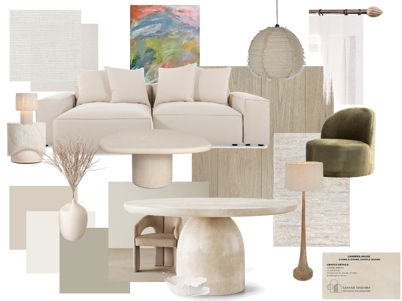 Chloe - Living & Dining Room Sample Board Mood Board by SamarSh on Style Sourcebook