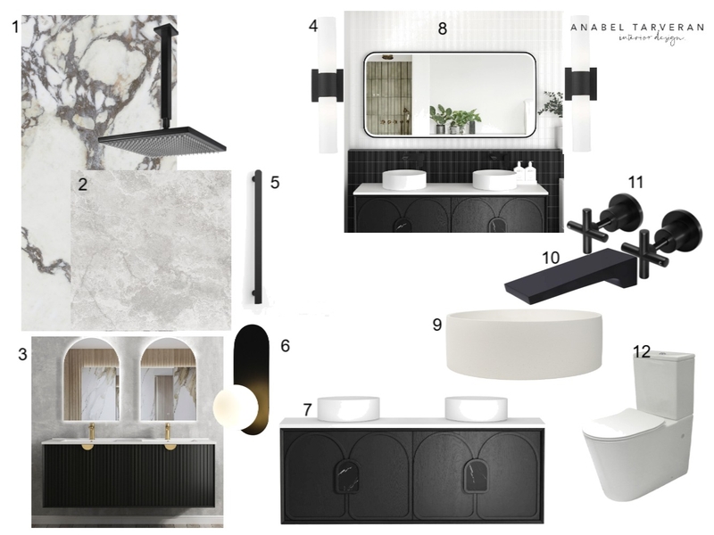 Modern Classic Bathroom | Monochromatic Mood Board by TarveranInteriors on Style Sourcebook
